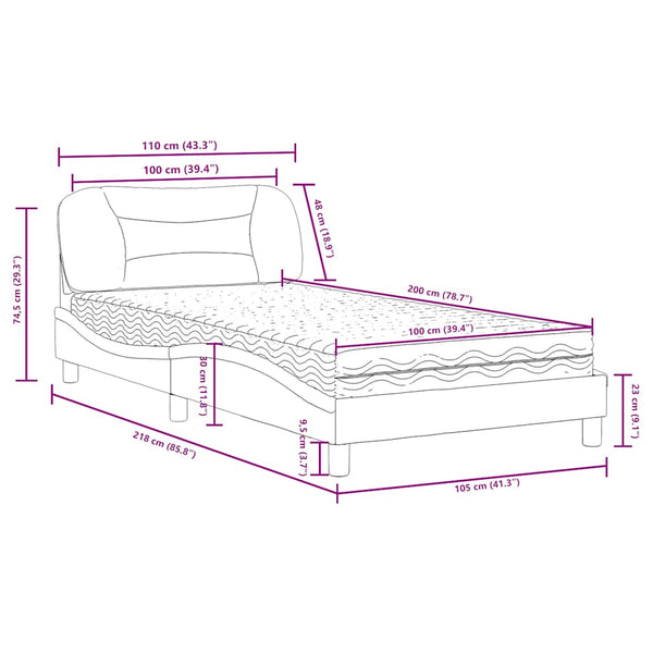Bett mit Matratze Hvar Schwarz 100x200 cm
