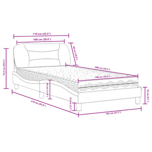 Bett mit Matratze Hvar Grau 100x200 cm