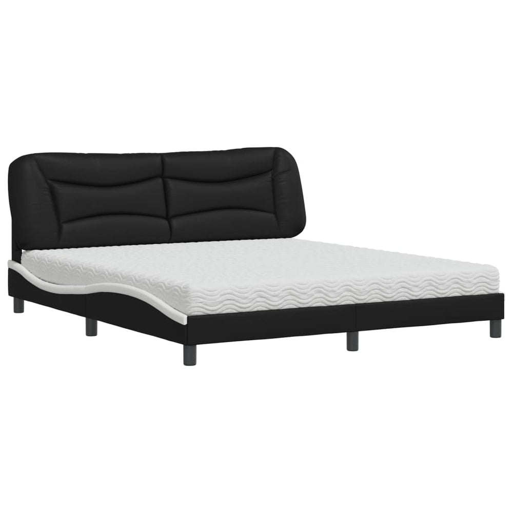 Bett mit Matratze Hvar 180x200 cm Schwarz/Weiß