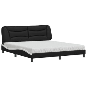 Bett mit Matratze Hvar 180x200 cm Schwarz/Weiß
