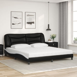 Bett mit Matratze Hvar 180x200 cm Schwarz/Weiß