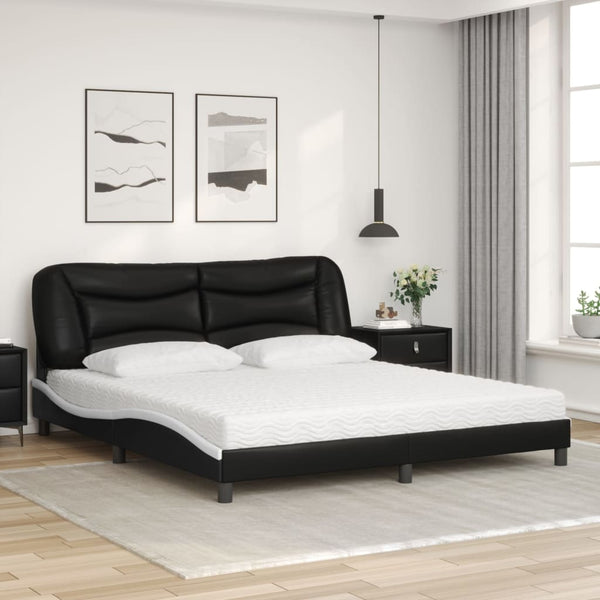Bett mit Matratze Hvar 180x200 cm Schwarz/Weiß