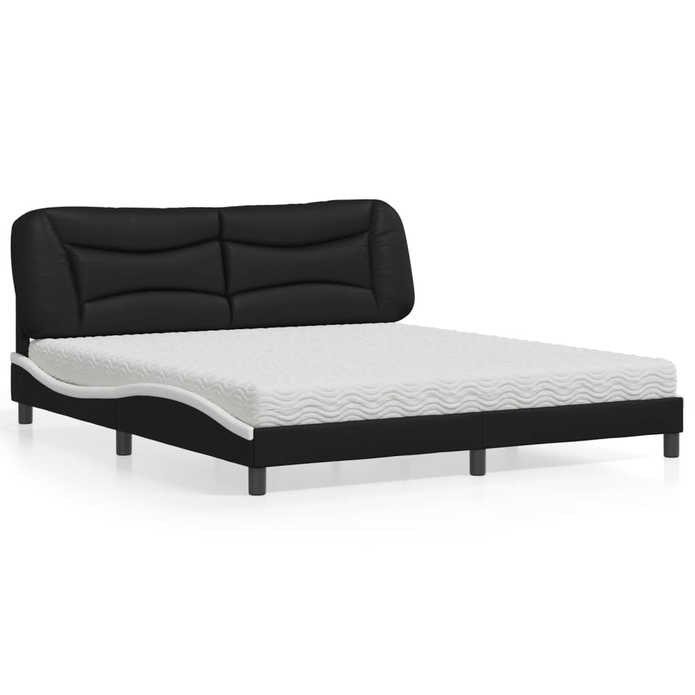 Bett mit Matratze Hvar 180x200 cm Schwarz/Weiß
