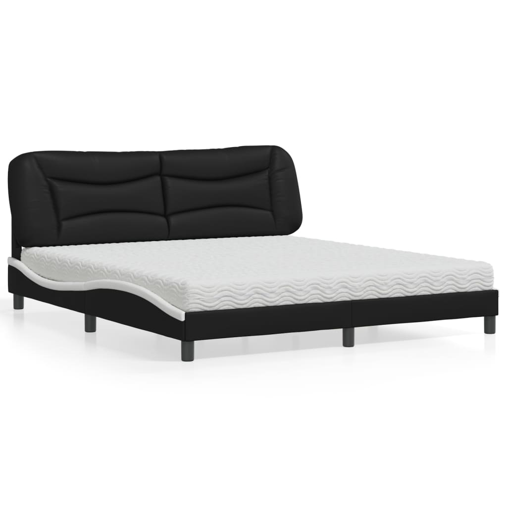 Bett mit Matratze Hvar 180x200 cm Schwarz/Weiß