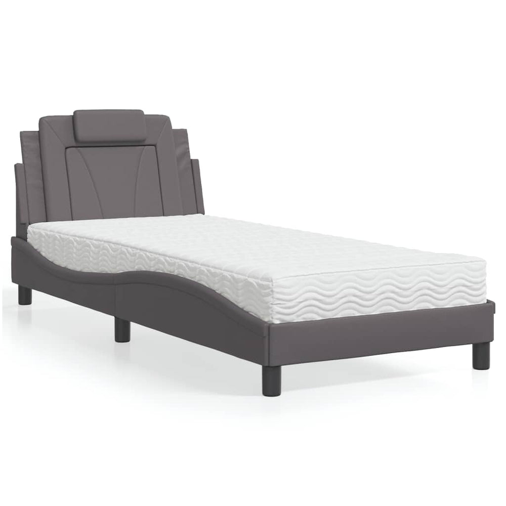 Bett Viana mit Matratze Grau 80x200 cm