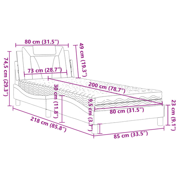 Bett Viana mit Matratze 80x200 cm Kunstleder