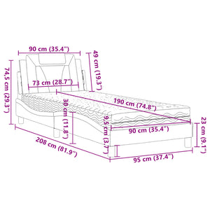 Bett Viana mit Matratze 90x190 Kunstleder