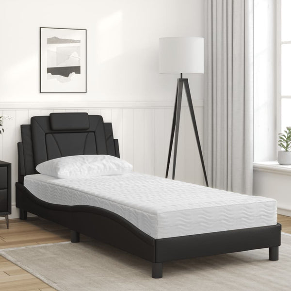 Bett Viana mit Matratze 90x200 cm Schwarz Kunstleder