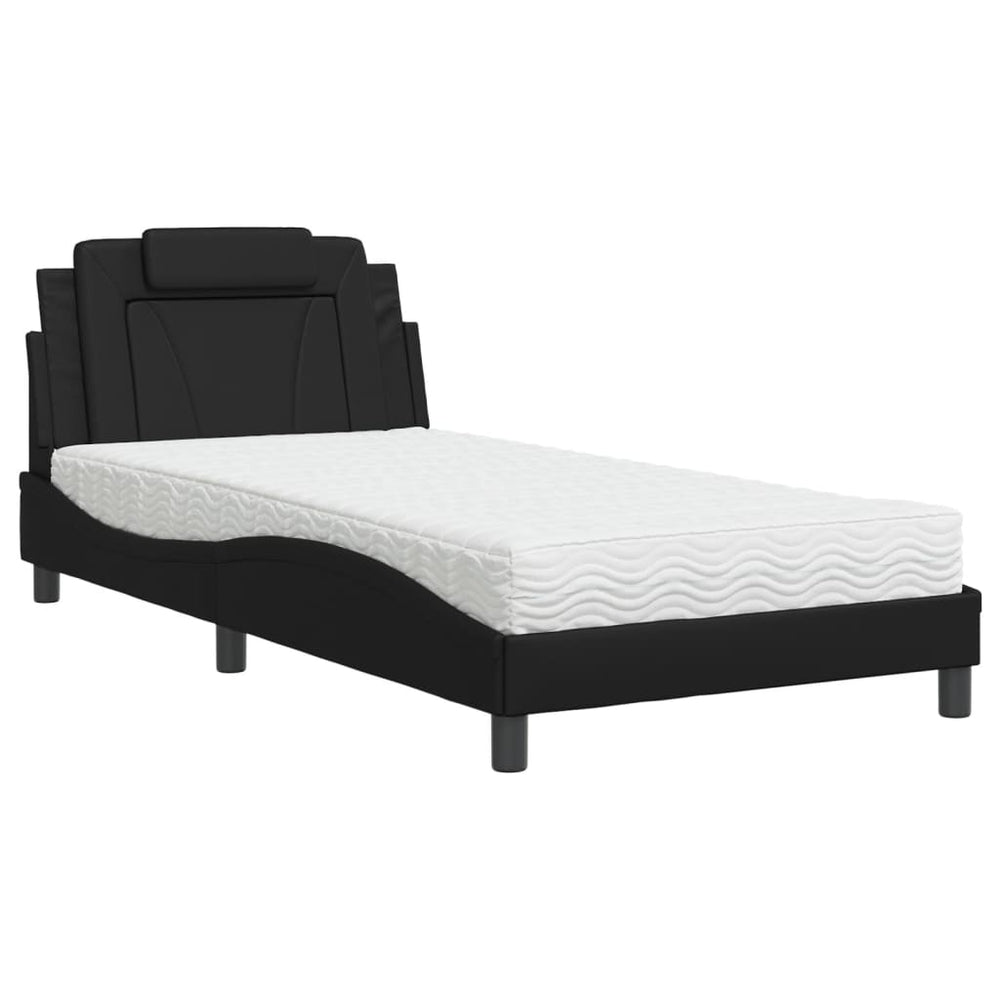 Bett Viana mit Matratze 100x200 cm Kunstleder Schwarz