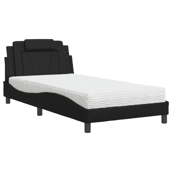 Bett Viana mit Matratze 100x200 cm Kunstleder Schwarz