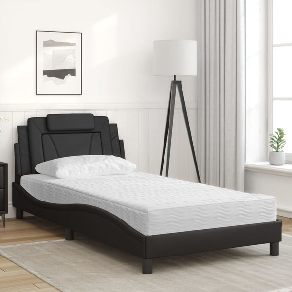 Bett Viana mit Matratze 100x200 cm Kunstleder Schwarz