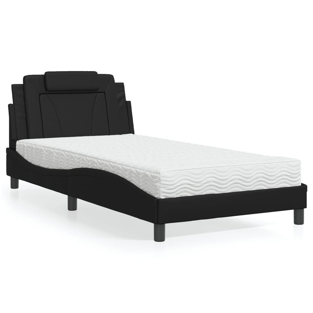 Bett Viana mit Matratze 100x200 cm Kunstleder Schwarz