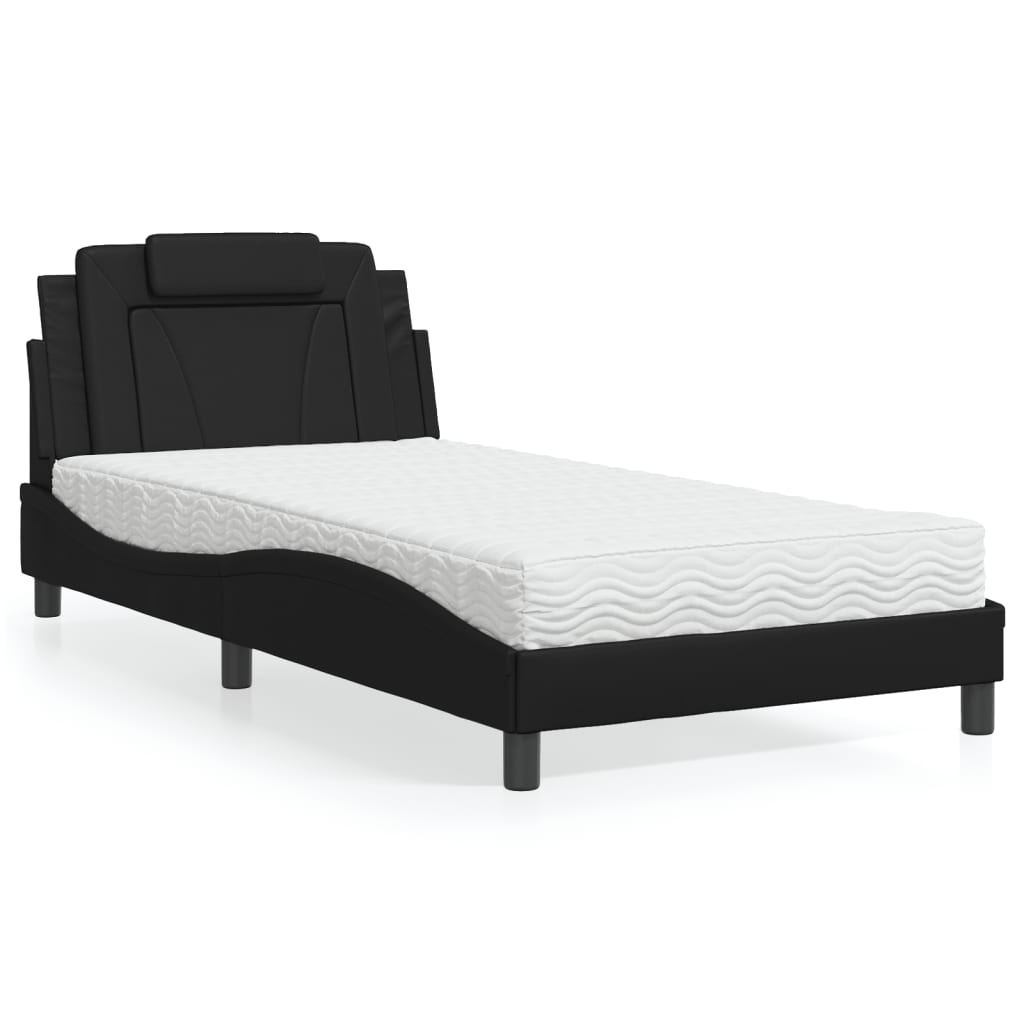 Bett Viana mit Matratze 100x200 cm Kunstleder Schwarz