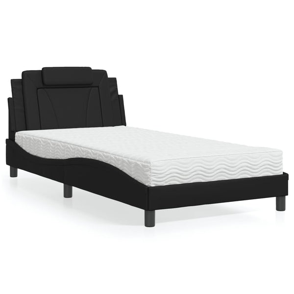 Bett Viana mit Matratze 100x200 cm Kunstleder Schwarz