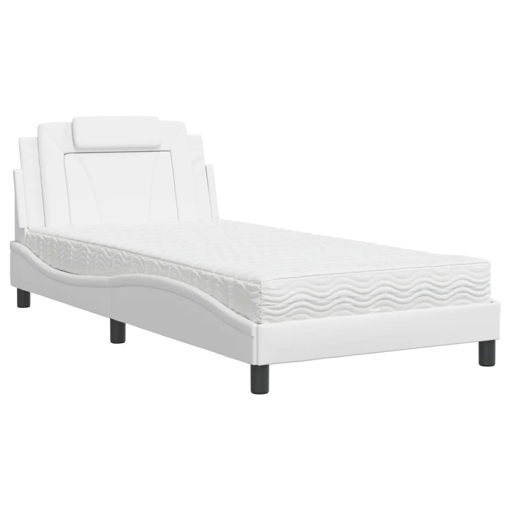 Bett Viana mit Matratze 100x200 cm Kunstleder Weiß