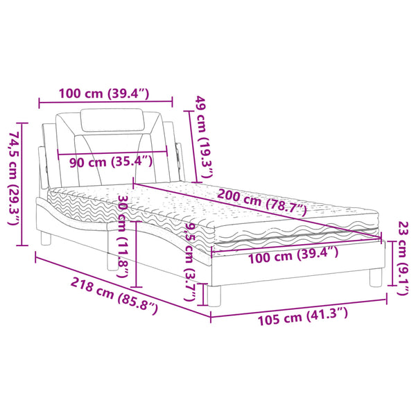 Bett Viana mit Matratze 100x200 cm Kunstleder Weiß