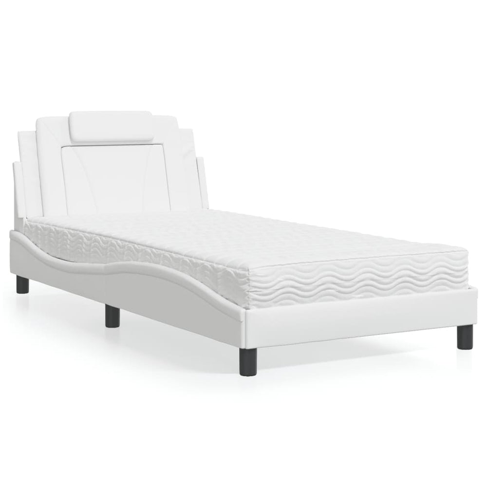 Bett Viana mit Matratze 100x200 cm Kunstleder Weiß