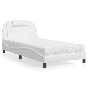 Bett Viana mit Matratze 100x200 cm Kunstleder Weiß