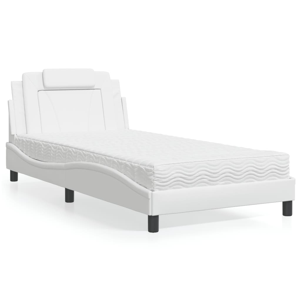 Bett Viana mit Matratze 100x200 cm Kunstleder Weiß