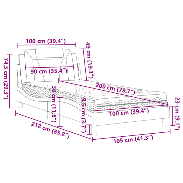 Bett Viana mit Matratze Grau 100x200 cm