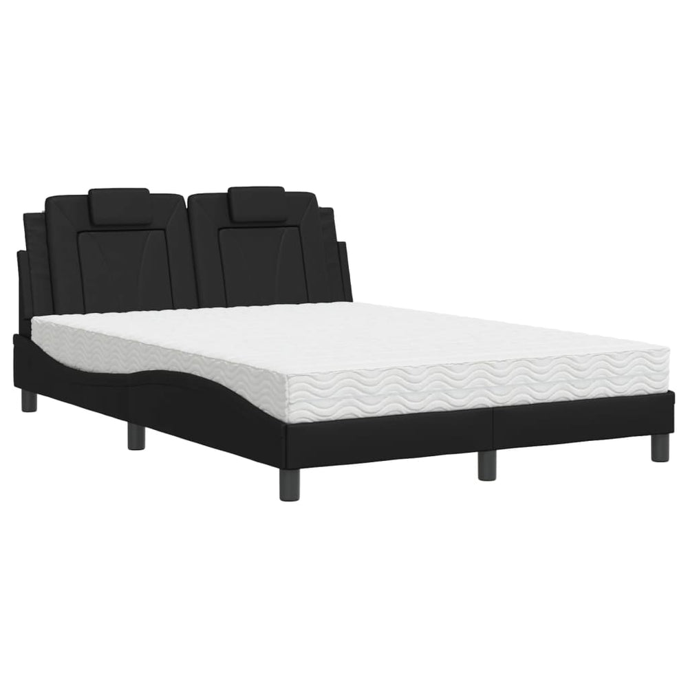 Bett Viana mit Matratze 120x200 cm Schwarz Kunstleder