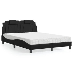 Bett Viana mit Matratze 120x200 cm Schwarz Kunstleder