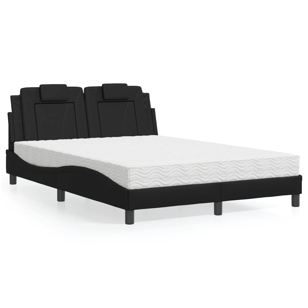 Bett Viana mit Matratze 120x200 cm Schwarz Kunstleder