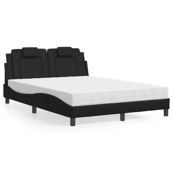 Bett Viana mit Matratze 120x200 cm Schwarz Kunstleder