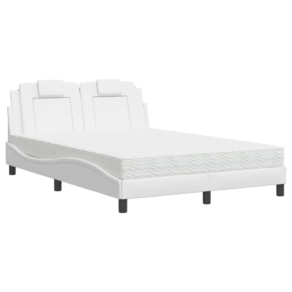 Bett Viana mit Matratze 120x200 cm, Weißes Kunstleder