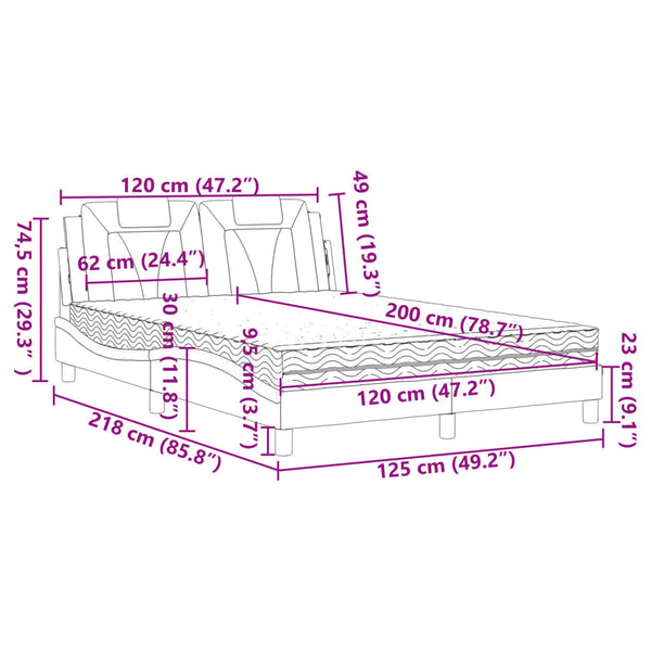 Bett Viana mit Matratze 120x200 cm Cappuccino-Braun