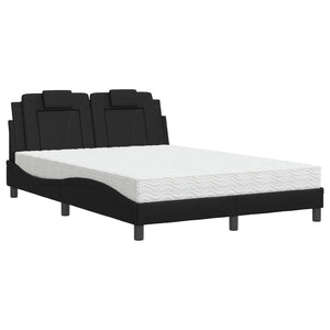 Bett Viana mit Matratze 140x190 cm Schwarz Kunstleder