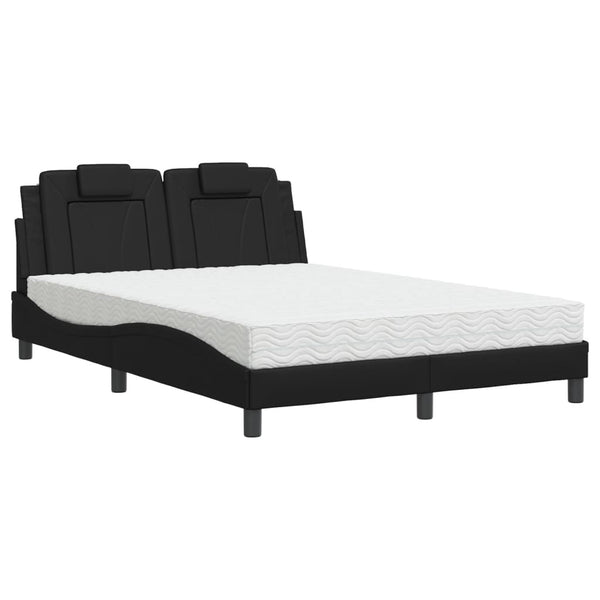 Bett Viana mit Matratze 140x190 cm Schwarz Kunstleder