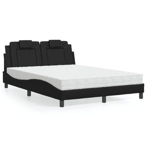 Bett Viana mit Matratze 140x190 cm Schwarz Kunstleder