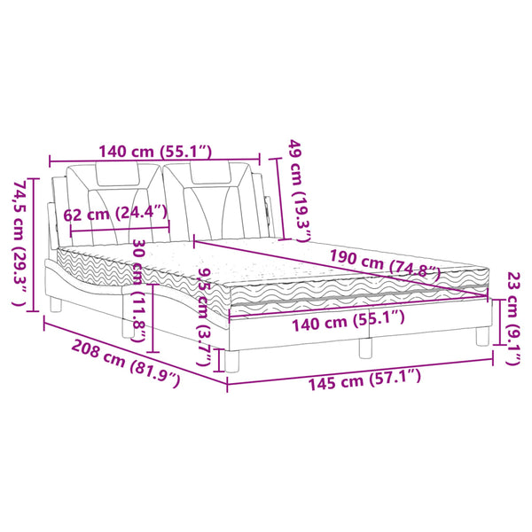 Bett Viana mit Matratze Grau 140x190 cm