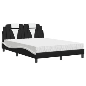 Bett Viana mit Matratze 140x190 cm Kunstleder Schwarz/Weiß