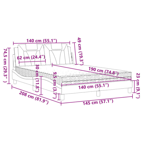 Bett Viana mit Matratze 140x190 cm Kunstleder