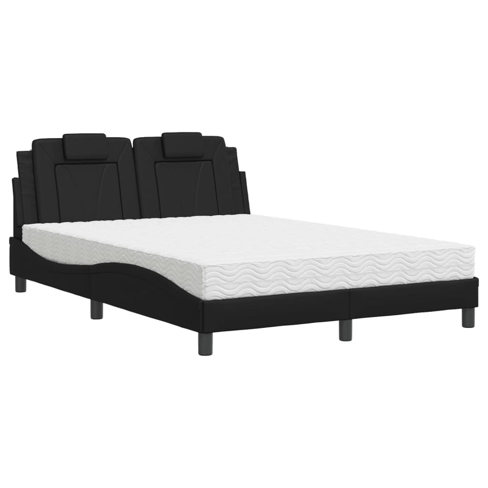 Bett Viana mit Matratze 140x200 cm, Kunstleder Schwarz