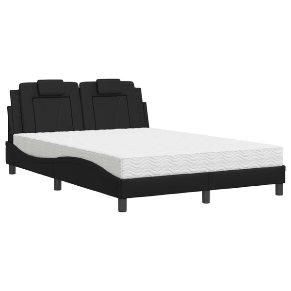 Bett Viana mit Matratze 140x200 cm, Kunstleder Schwarz