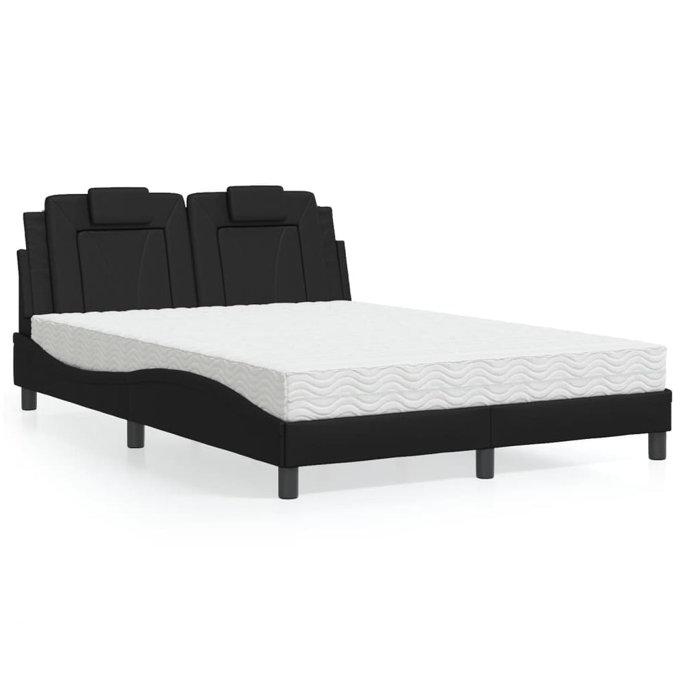Bett Viana mit Matratze 140x200 cm, Kunstleder Schwarz