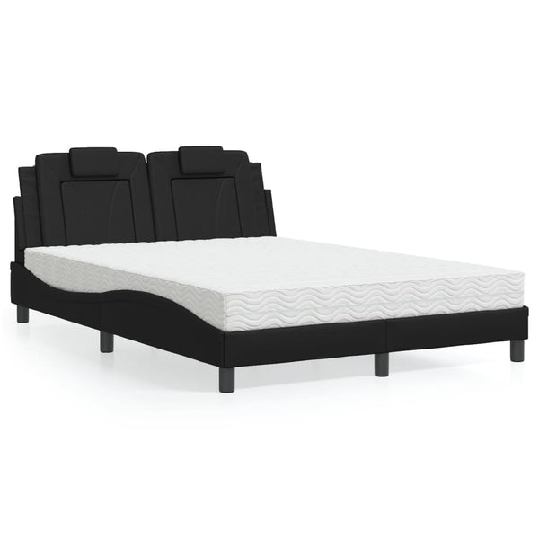 Bett Viana mit Matratze 140x200 cm, Kunstleder Schwarz
