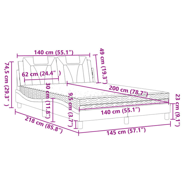 Bett Viana mit Matratze Cappuccino-Braun 140x200 cm