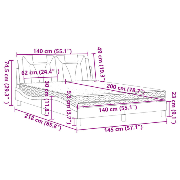 Bett Viana mit Matratze 140x200 cm Kunstleder