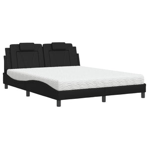 Bett Viana mit Matratze 160x200 cm Schwarz Kunstleder