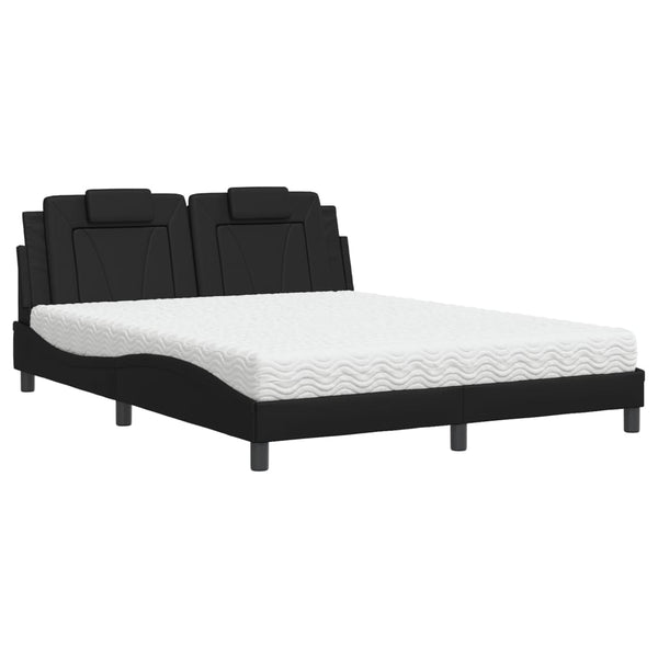 Bett Viana mit Matratze 160x200 cm Schwarz Kunstleder