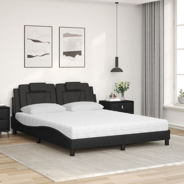 Bett Viana mit Matratze 160x200 cm Schwarz Kunstleder
