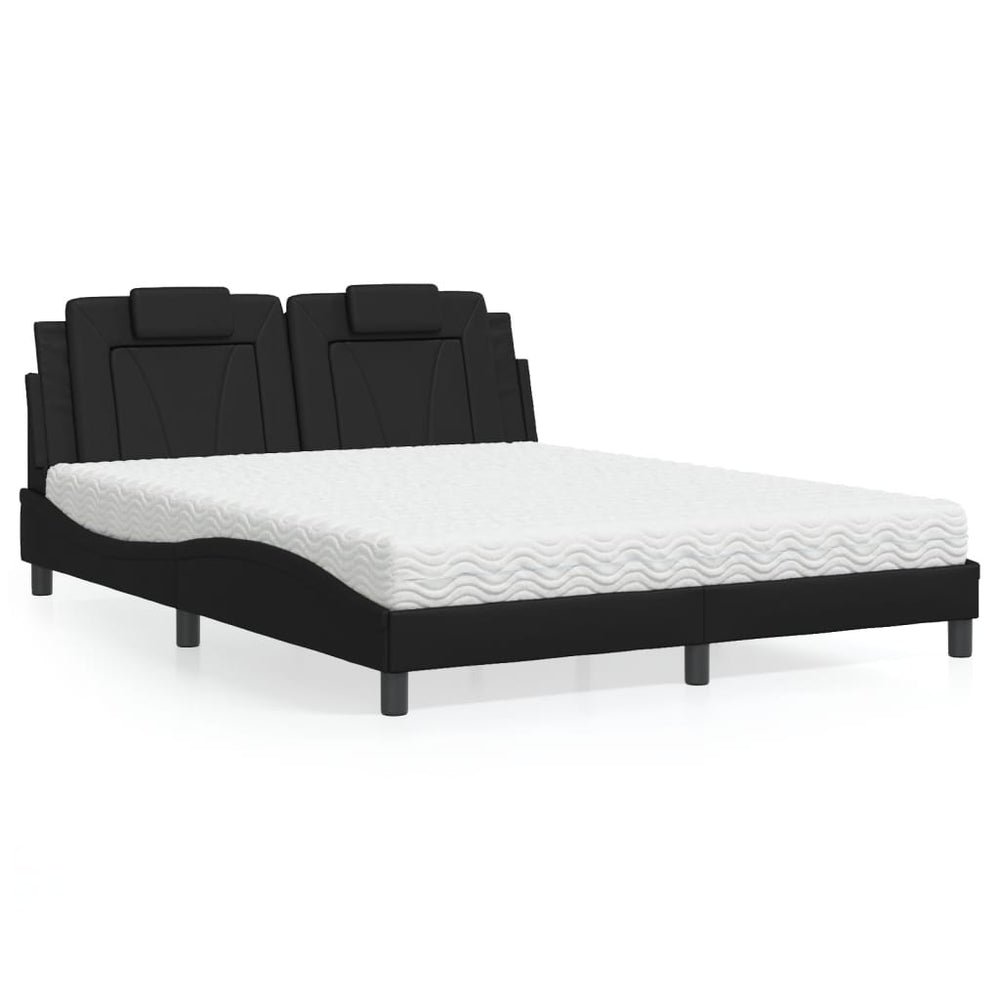 Bett Viana mit Matratze 160x200 cm Schwarz Kunstleder