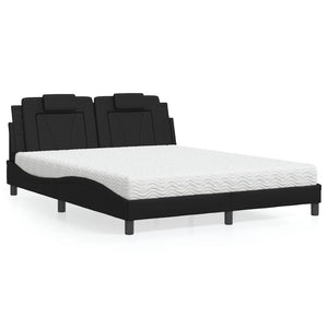 Bett Viana mit Matratze 160x200 cm Schwarz Kunstleder