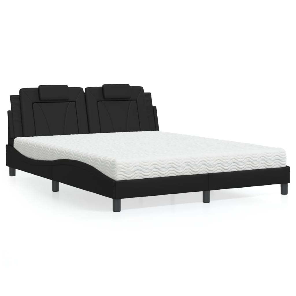 Bett Viana mit Matratze 160x200 cm Schwarz Kunstleder