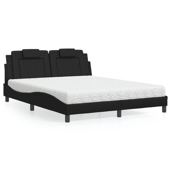 Bett Viana mit Matratze 160x200 cm Schwarz Kunstleder