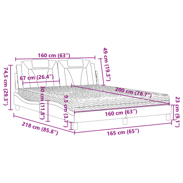 Bett Viana mit Matratze Grau 160x200 cm